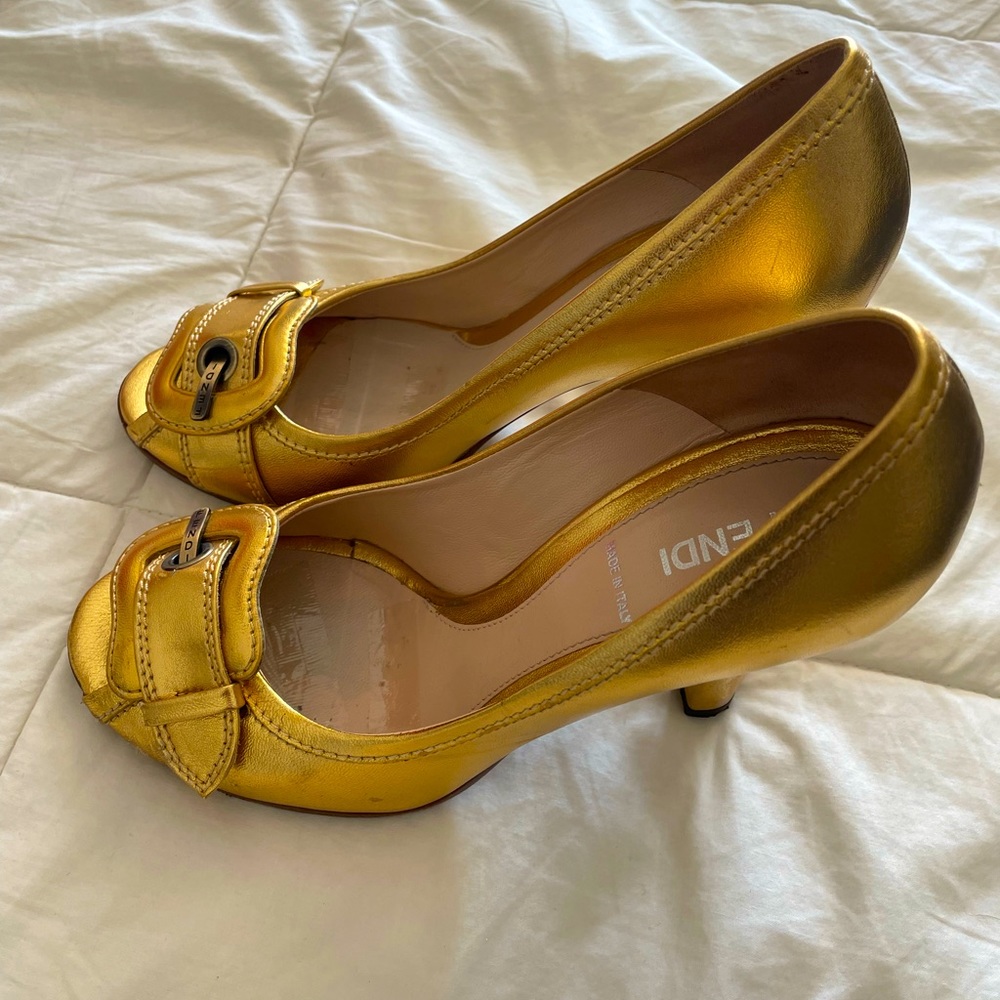 Fendi Gold Heels